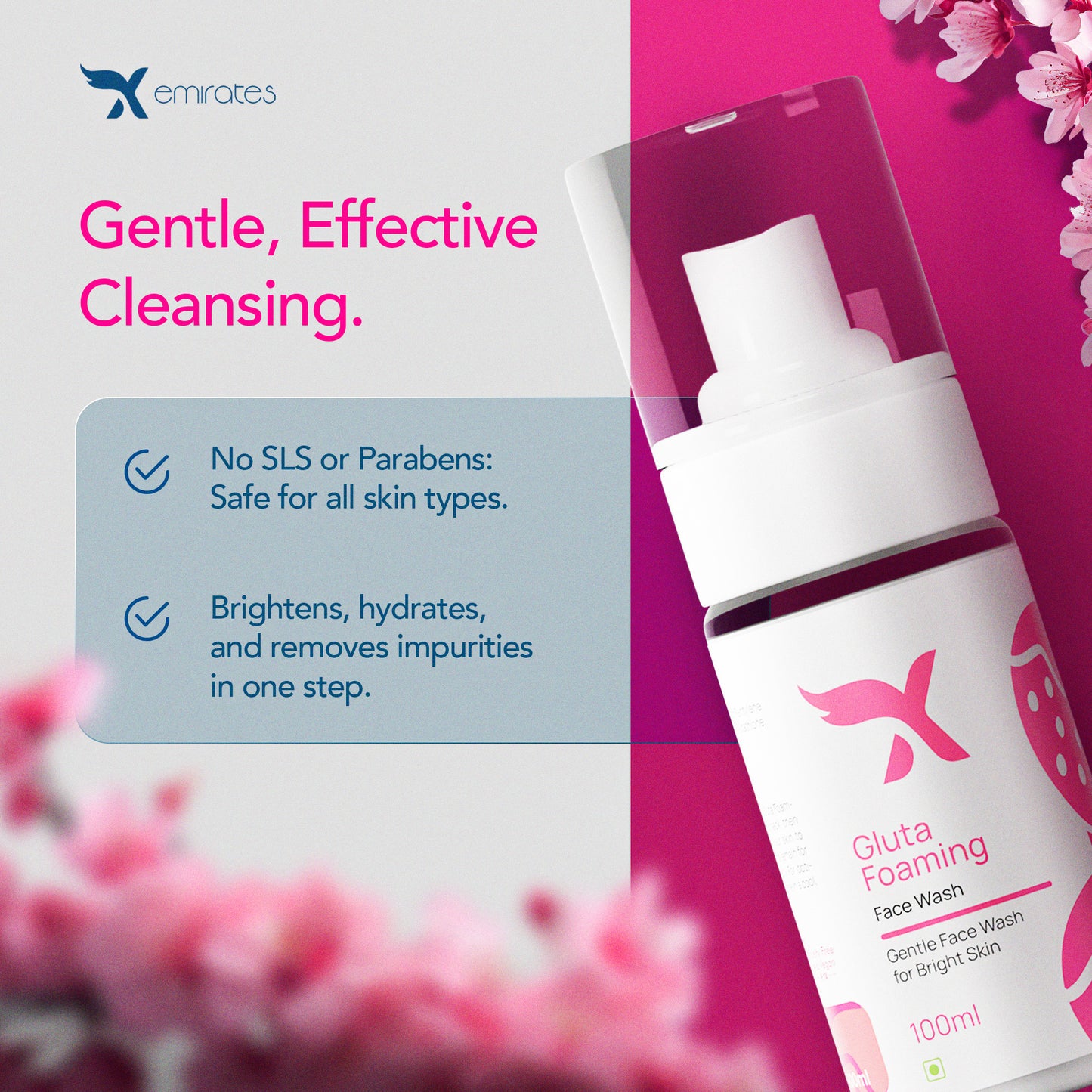 Gluta foaming face wash(xemirates)