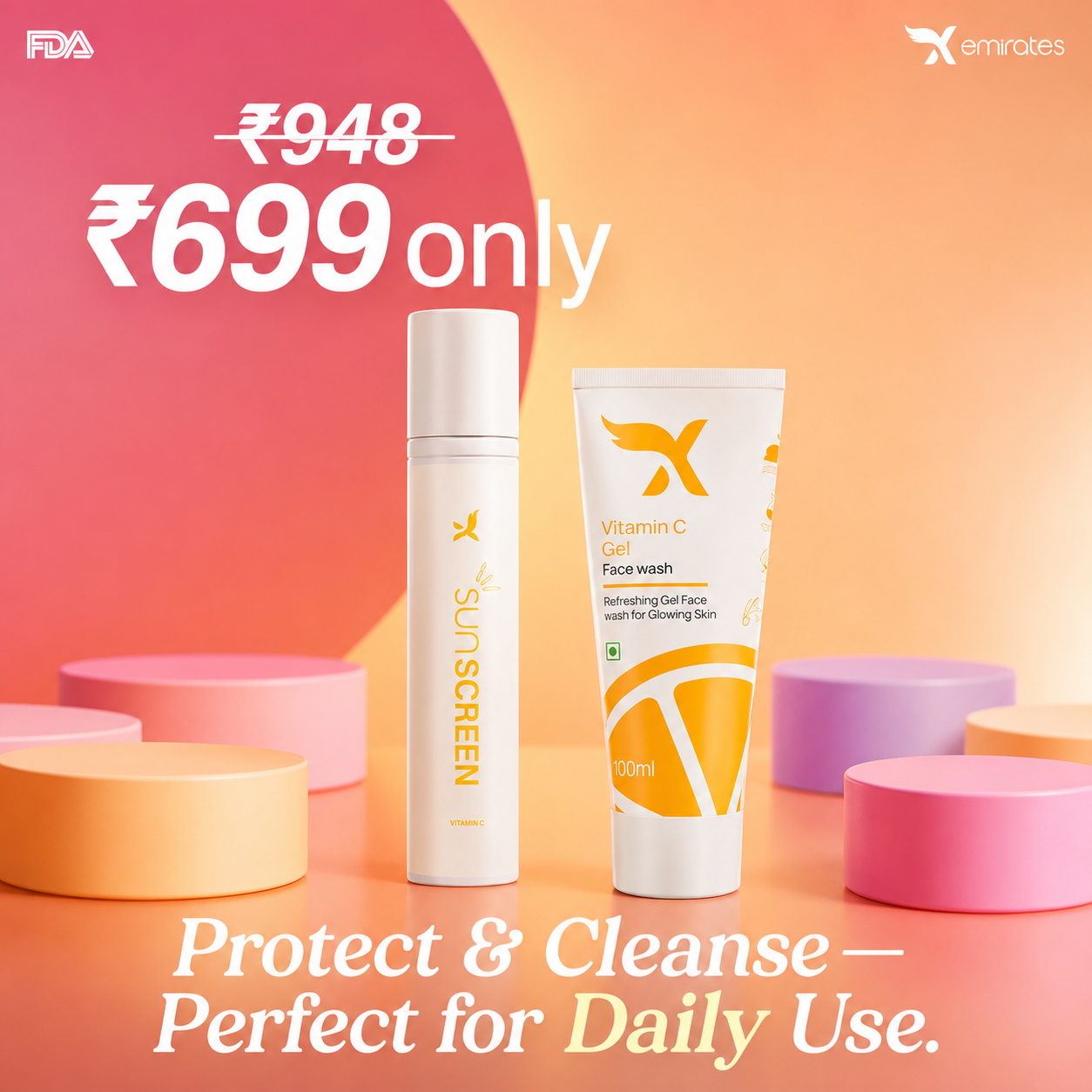 Sunscreen & Vitamin C Gel Face Wash - Combo Offer
